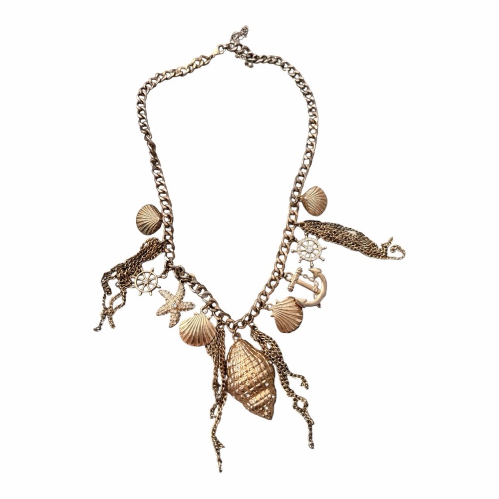 Gold Seashell Charm Necklace